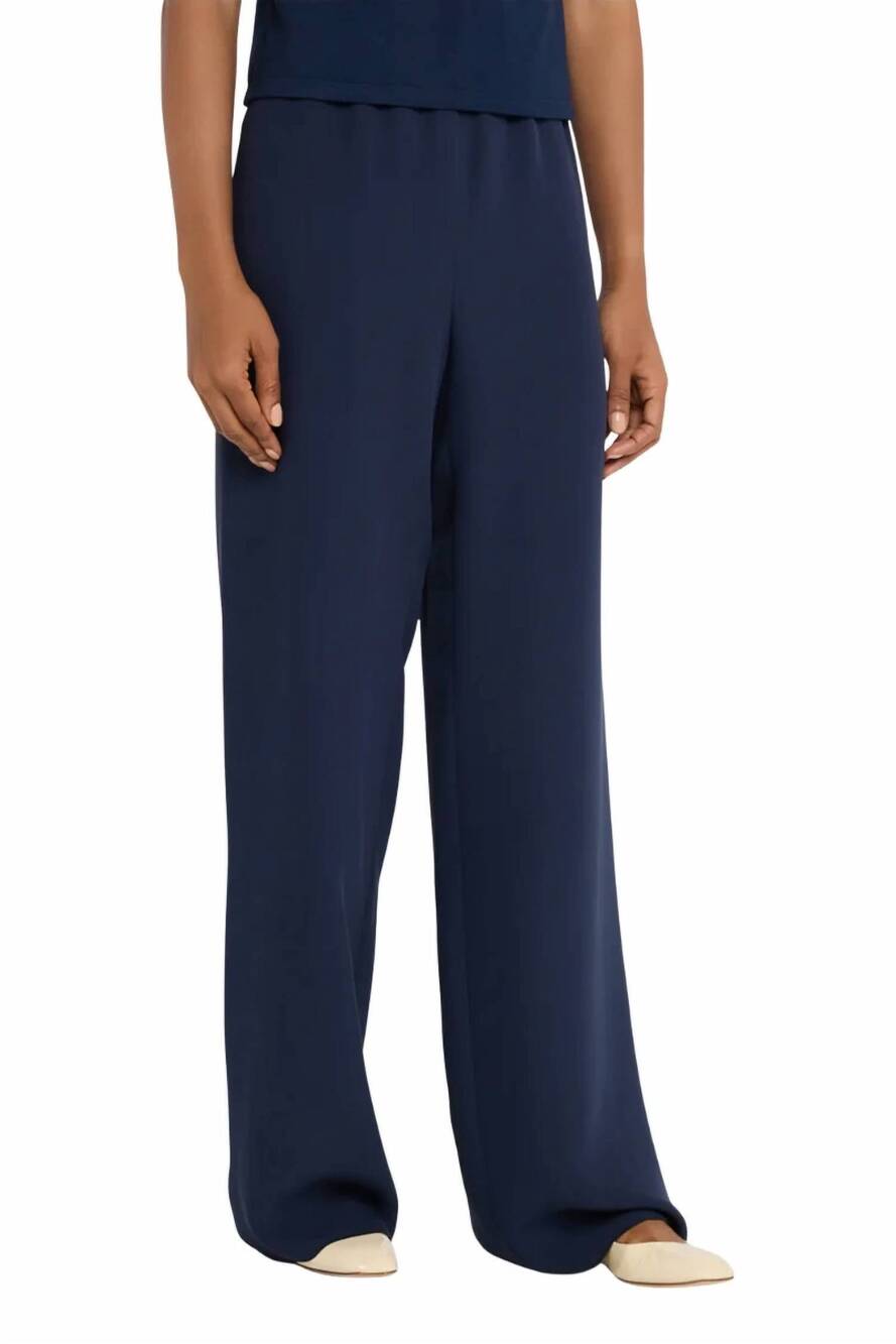 NEW VALENTINO GARAVANI silk wide leg pants in navy